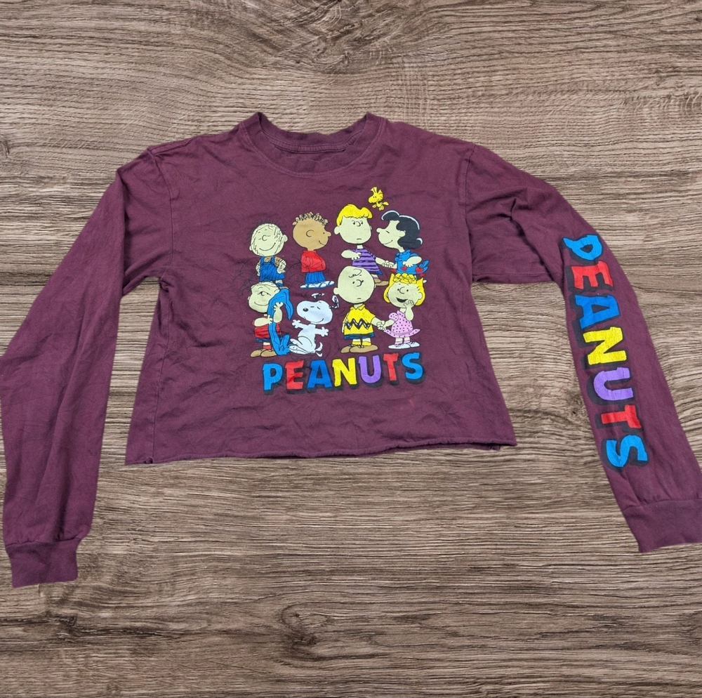 Peanuts Womens Long Sleeve Cropped Tee